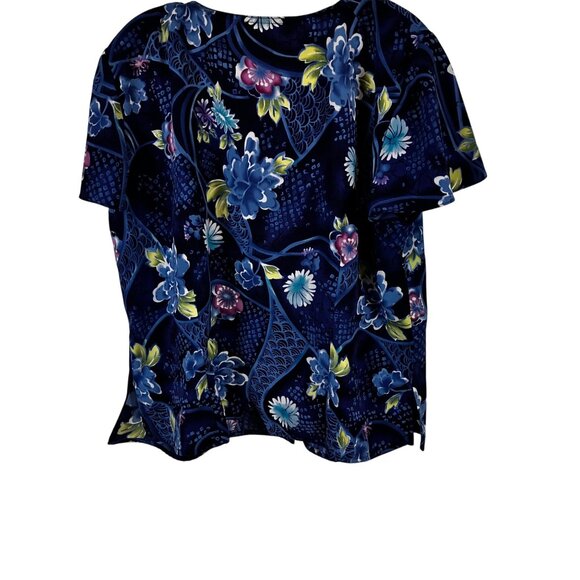 Womens Size XL Floral Patterned Womens Blouse Short Sleeve Button-Up - Picture 14 of 14